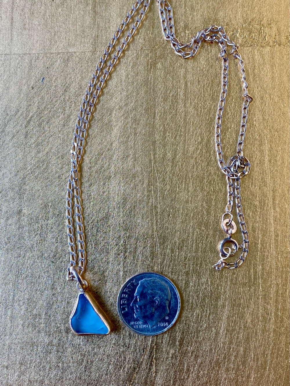 Handmade Sea Glass & Sterling Necklace, signed DvH 925 BALI (by Betty Belts) - Picture 2 of 10